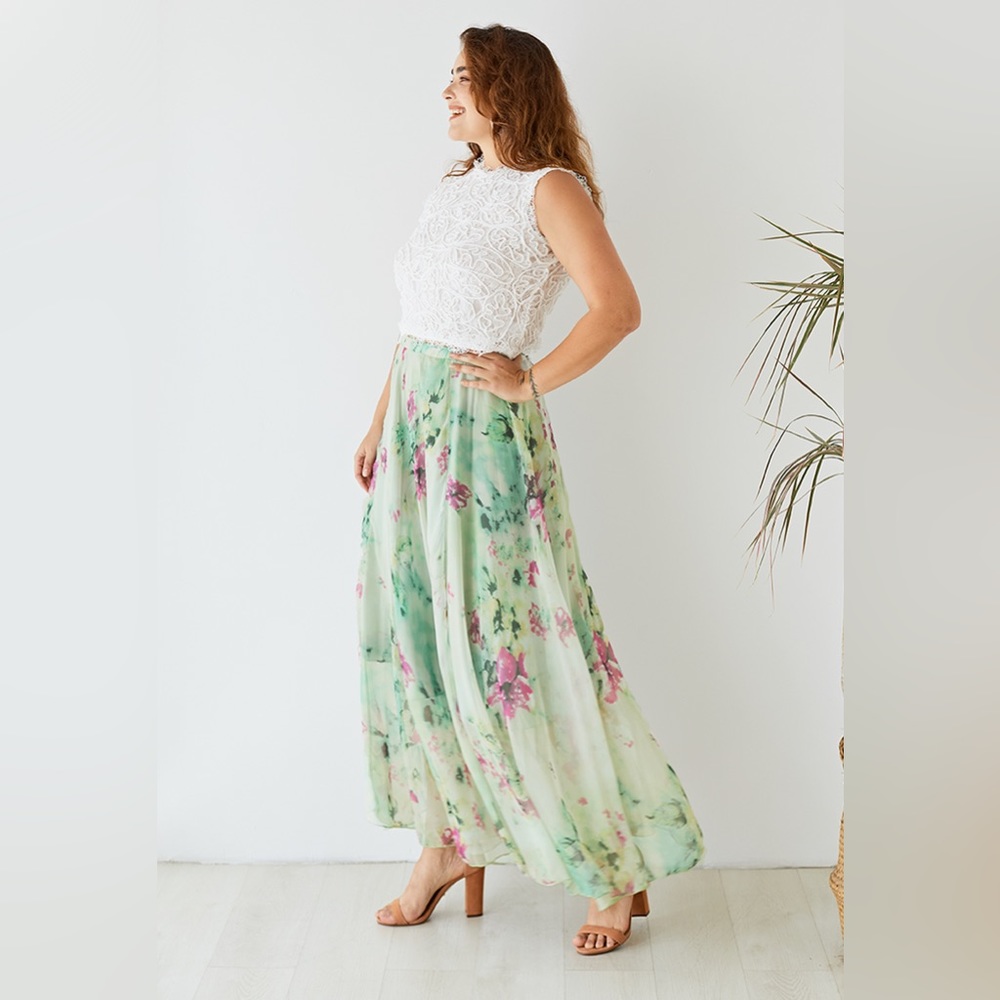 New FLORAL AND FRILL MAXI SKIRT - Picture 9 of 16